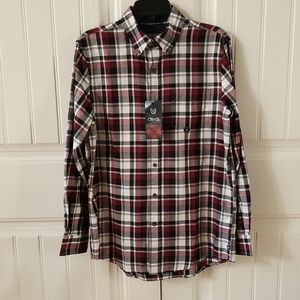 Chaps Men's Burgundy & Black Plaid Button Down Shirt